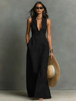 Robe Longue en Lin Sans Manches pour Femme | Idéale pour les Vacances - Emilia Lane