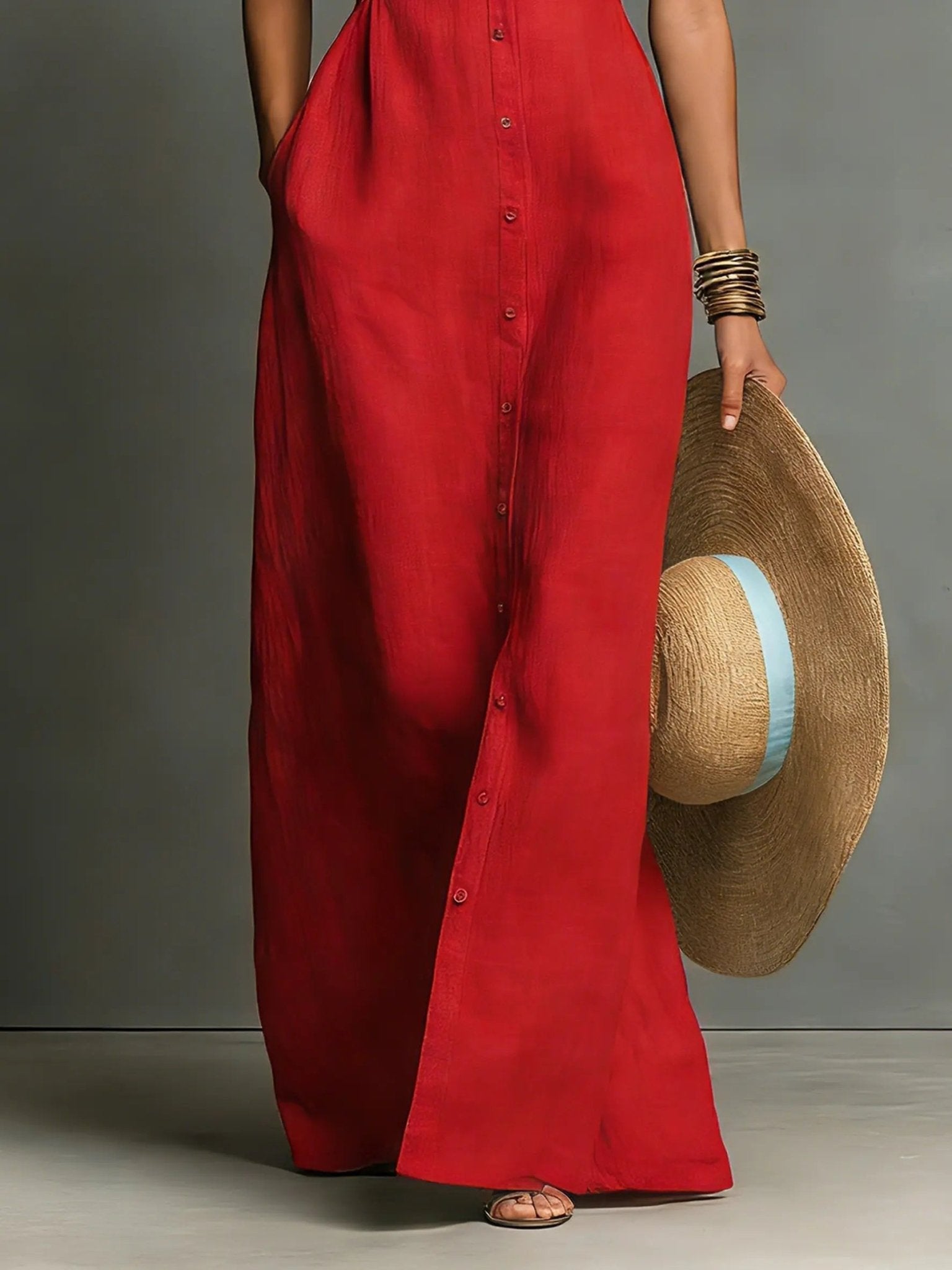 Robe Longue en Lin Sans Manches pour Femme | Idéale pour les Vacances - Emilia Lane