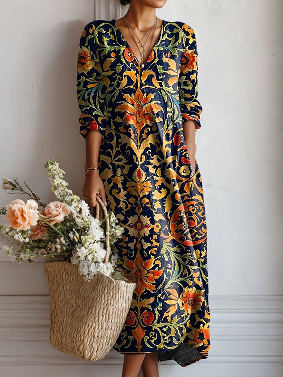 Robe Longue Fluide Imprimée pour Femmes - Emilia Lane