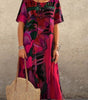 Robe Longue Imprimé Tropicaux Manches Courtes pour Femme - Emilia Lane