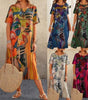 Robe Longue Imprimé Tropicaux Manches Courtes pour Femme - Emilia Lane