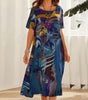 Robe Longue Imprimé Tropicaux Manches Courtes pour Femme - Emilia Lane