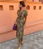 Robe Longue Imprimée à Manches Courtes pour Femmes - Emilia Lane