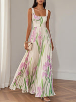 Robe longue plissée à motif floral pour femmes - Emilia Lane