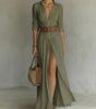 Robe Longue en Lin avec Col à Revers pour Femme | Idéale pour le Printemps