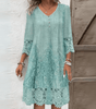 Robe Mi - Longue à Col V en Dentelle pour Femmes - Emilia Lane