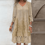 Robe Mi - Longue à Col V en Dentelle pour Femmes - Emilia Lane