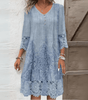 Robe Mi - Longue à Col V en Dentelle pour Femmes - Emilia Lane