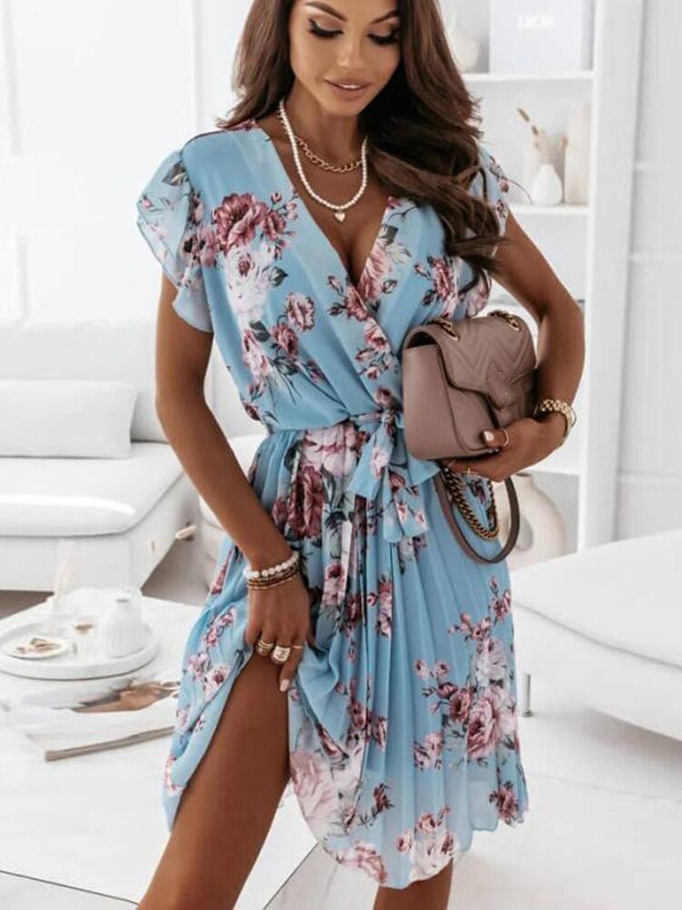 Robe Mi - Longue en Chiffon Imprimée pour Femmes - Emilia Lane