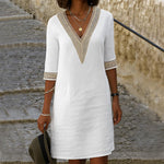 Robe Mi - longue en Coton et Lin pour Femme | Idéale pour l'Été - Emilia Lane