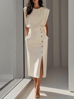 Robe Midi à Encolure Ronde pour Femmes - Emilia Lane