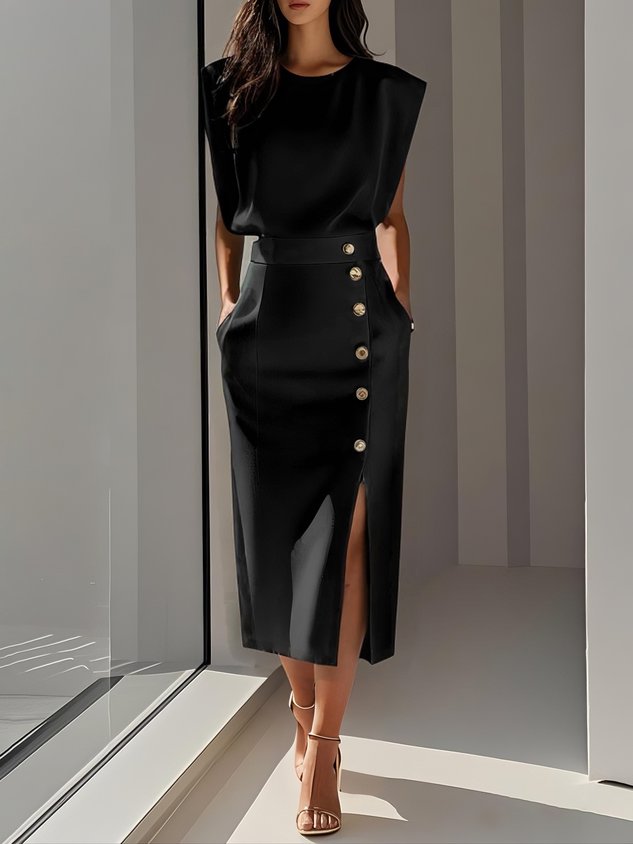 Robe Midi à Encolure Ronde pour Femmes - Emilia Lane
