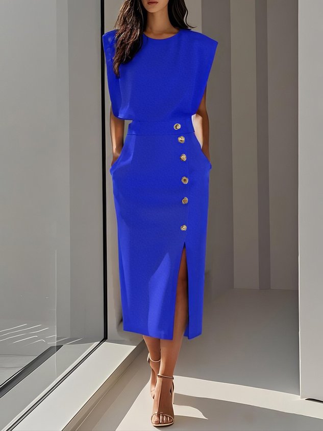 Robe Midi à Encolure Ronde pour Femmes - Emilia Lane