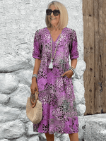 Robe Midi à Fleurs avec Manches Courtes pour Femme - Emilia Lane