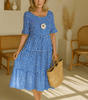 Robe midi à manches courtes pour femmes - Emilia Lane