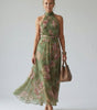 Robe Midi à Taille Cintrée et Col Halter pour Femme - Emilia Lane