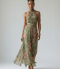 Robe Midi à Taille Cintrée et Col Halter pour Femme - Emilia Lane