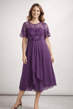 Robe Midi Dentelle et Chiffon pour Femmes - Emilia Lane