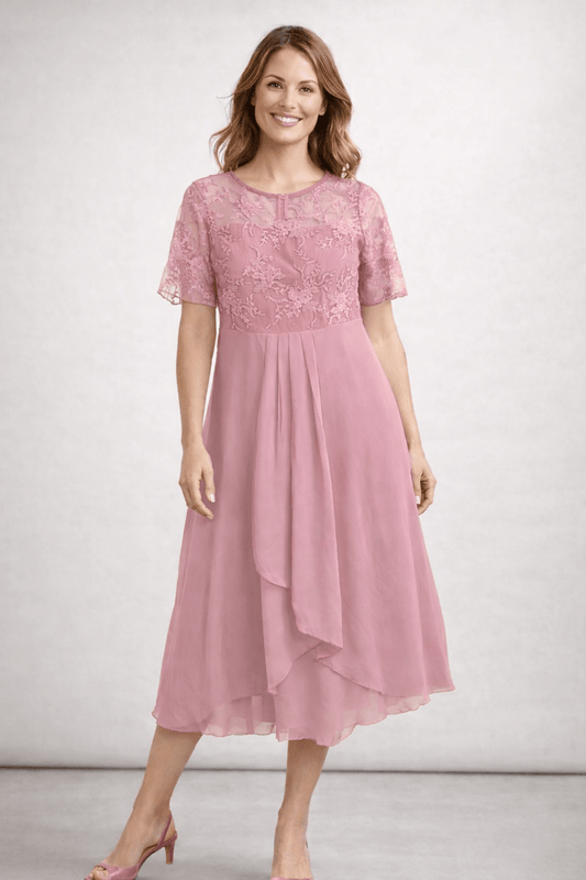 Robe Midi Dentelle et Chiffon pour Femmes - Emilia Lane