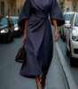 Robe Midi Élégante à Manches Ballon pour Femmes - Emilia Lane