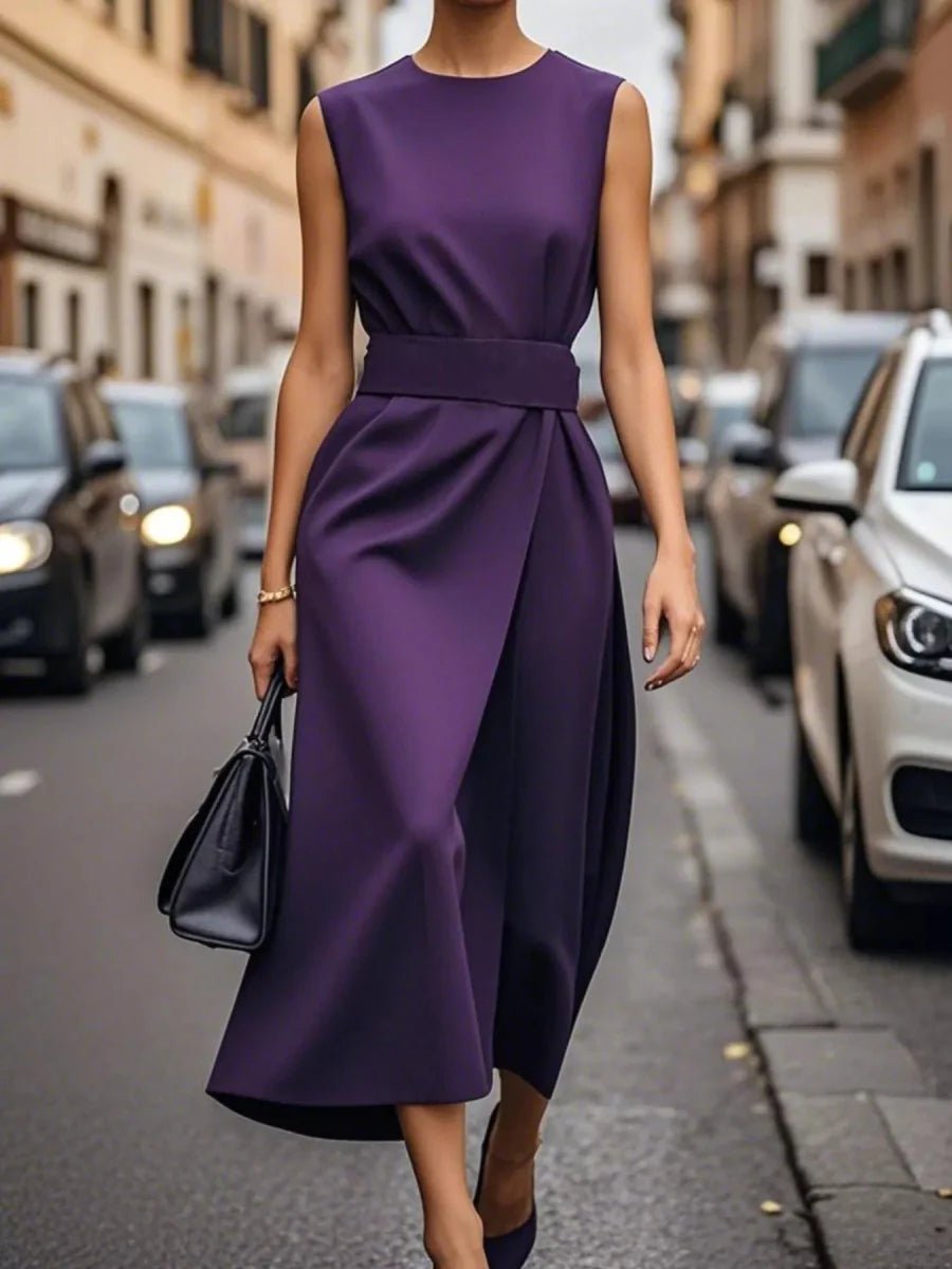 Robe Midi Élégante Sans Manches pour Femmes - Emilia Lane