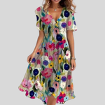 Robe Midi Évasée Col V pour Femmes - Emilia Lane