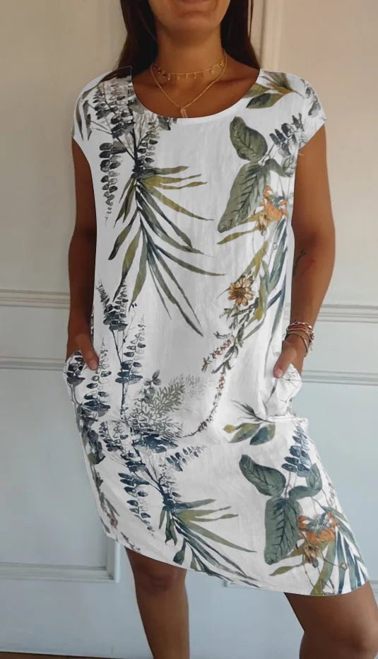 Robe Midi Imprimée à Manches Courtes pour Femmes - Emilia Lane