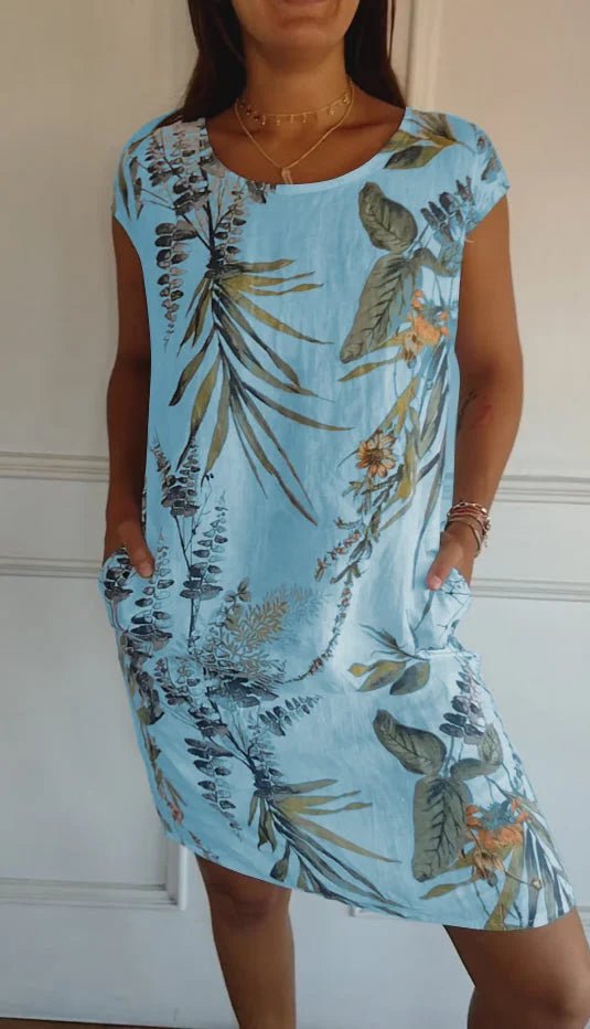 Robe Midi Imprimée à Manches Courtes pour Femmes - Emilia Lane