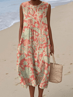 Robe Midi Imprimée Sans Manches pour Femme - Emilia Lane