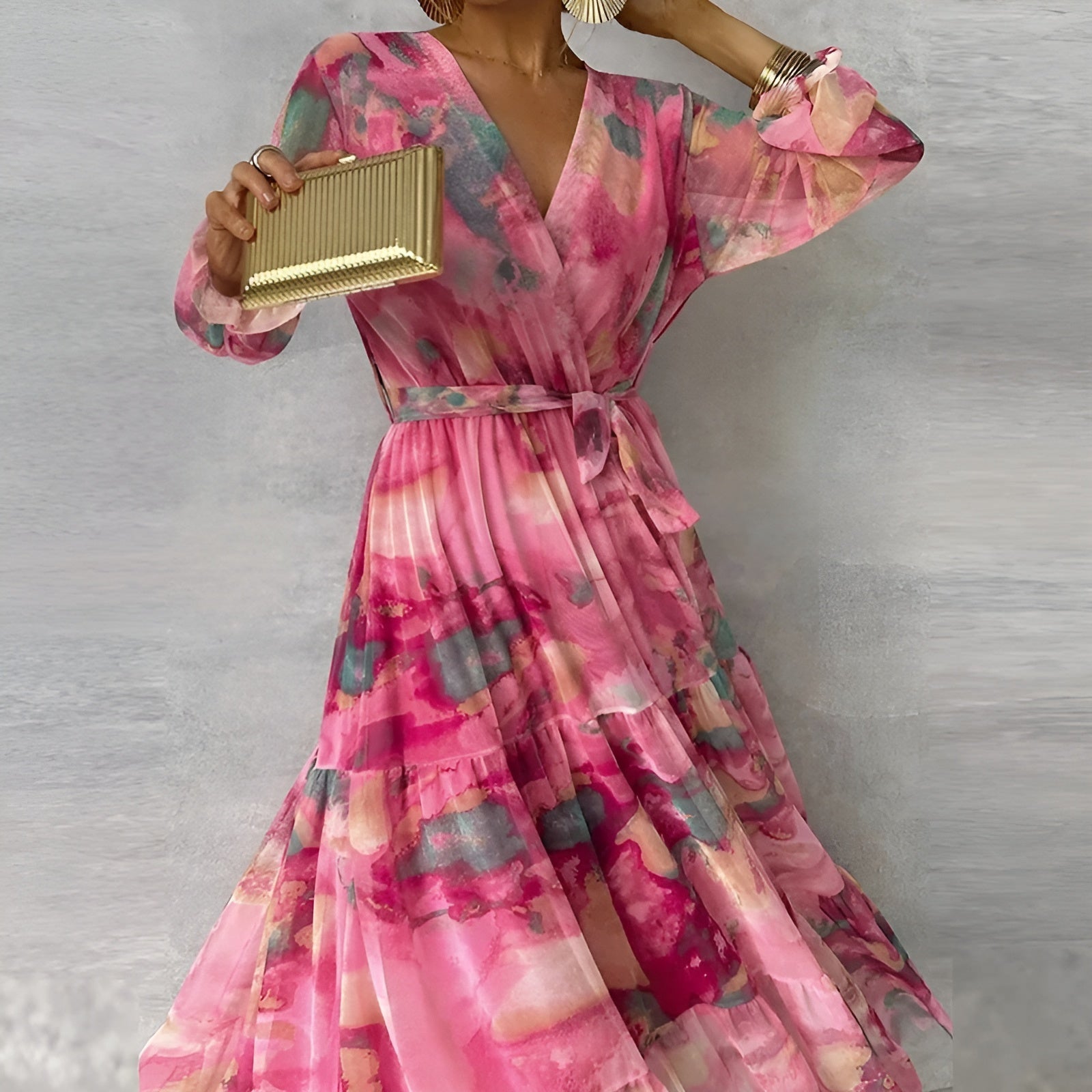 Robe Midi Plissée Imprimée pour Femmes - Emilia Lane