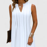 Robe midi sans manches à col en V pour femmes - Emilia Lane