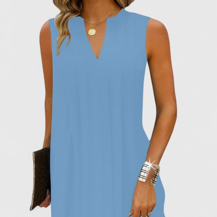Robe midi sans manches à col en V pour femmes - Emilia Lane