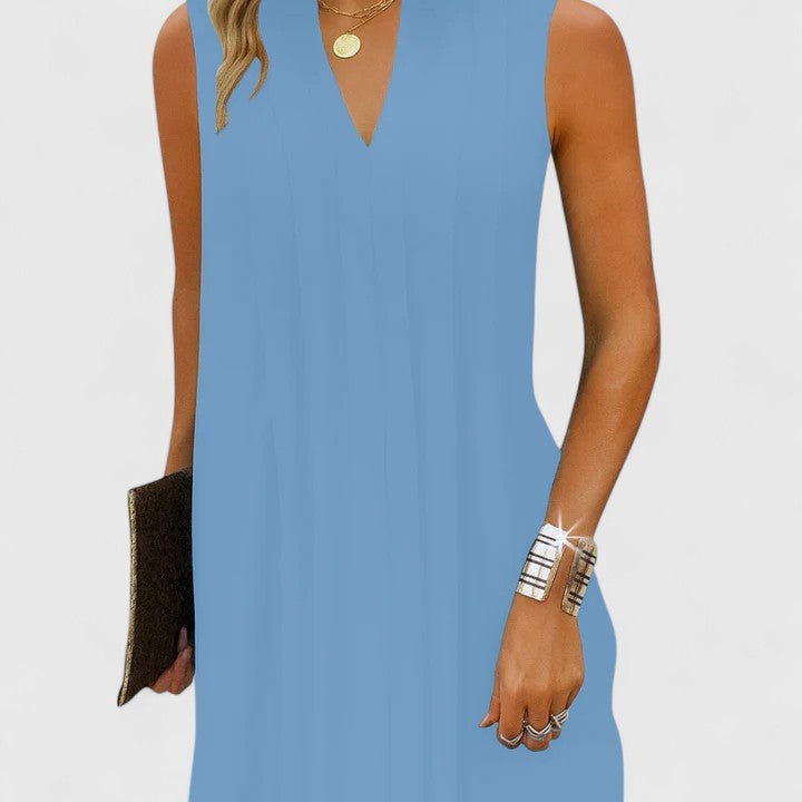 Robe midi sans manches à col en V pour femmes - Emilia Lane