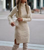 Robe Pull Courte et Moulante à Manches Longues et Col Roulé pour Femme - Emilia Lane