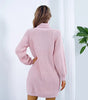 Robe Pull Courte Femme à Manches Longues et Coupe Ample avec Col Roulé - Emilia Lane