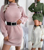 Robe Pull Courte Femme à Manches Longues et Coupe Ample avec Col Roulé - Emilia Lane