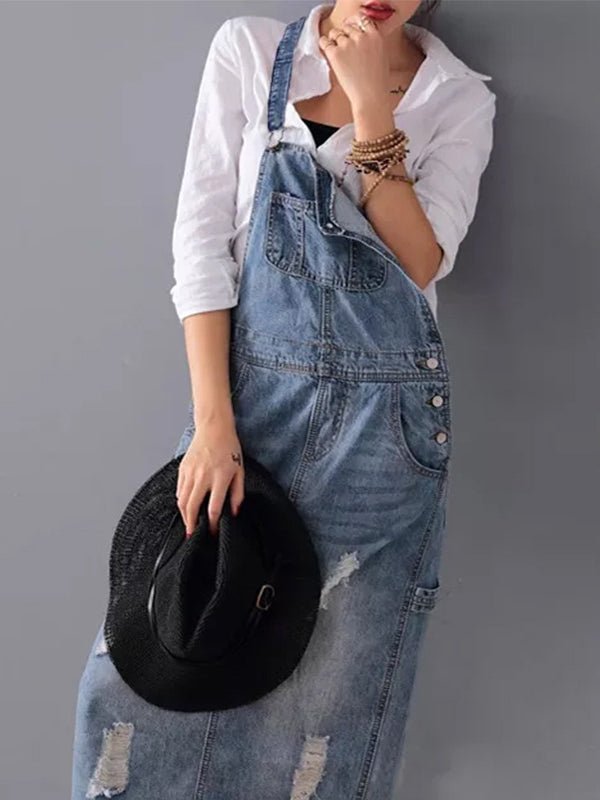 Robe Salopette en Jean Délavé pour Femmes - Emilia Lane