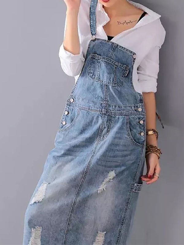 Robe Salopette en Jean Délavé pour Femmes - Emilia Lane
