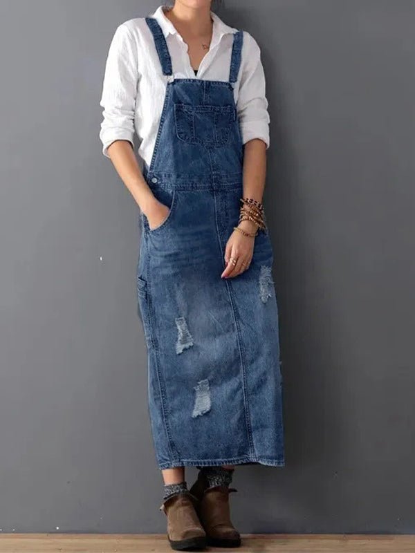 Robe Salopette en Jean Délavé pour Femmes - Emilia Lane