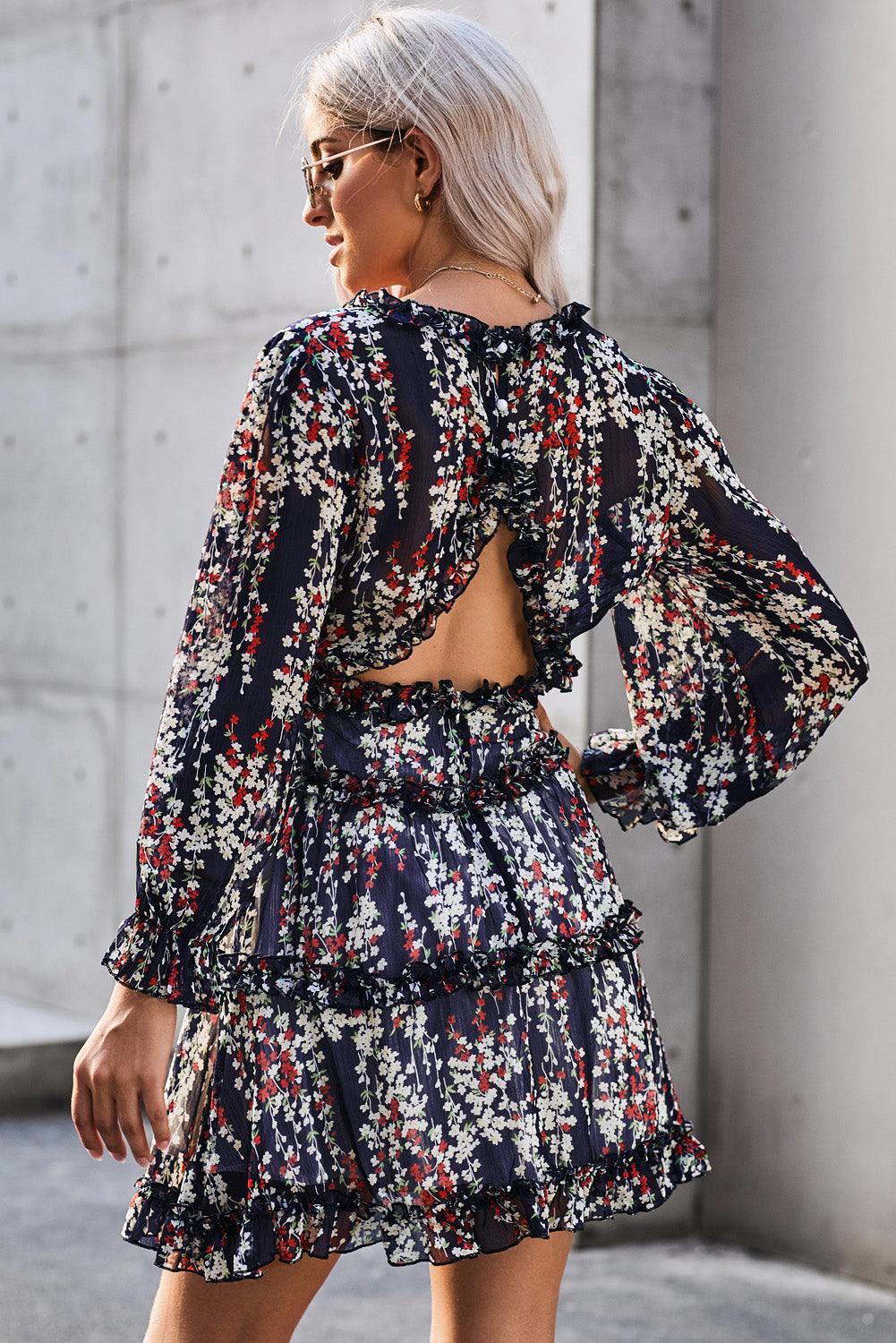 Robe Fleurie Décolleté en V pour Femmes
