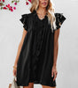 Robe Décolleté en V avec Manches Volantes pour Femmes