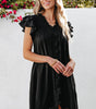 Robe Décolleté en V avec Manches Volantes pour Femmes