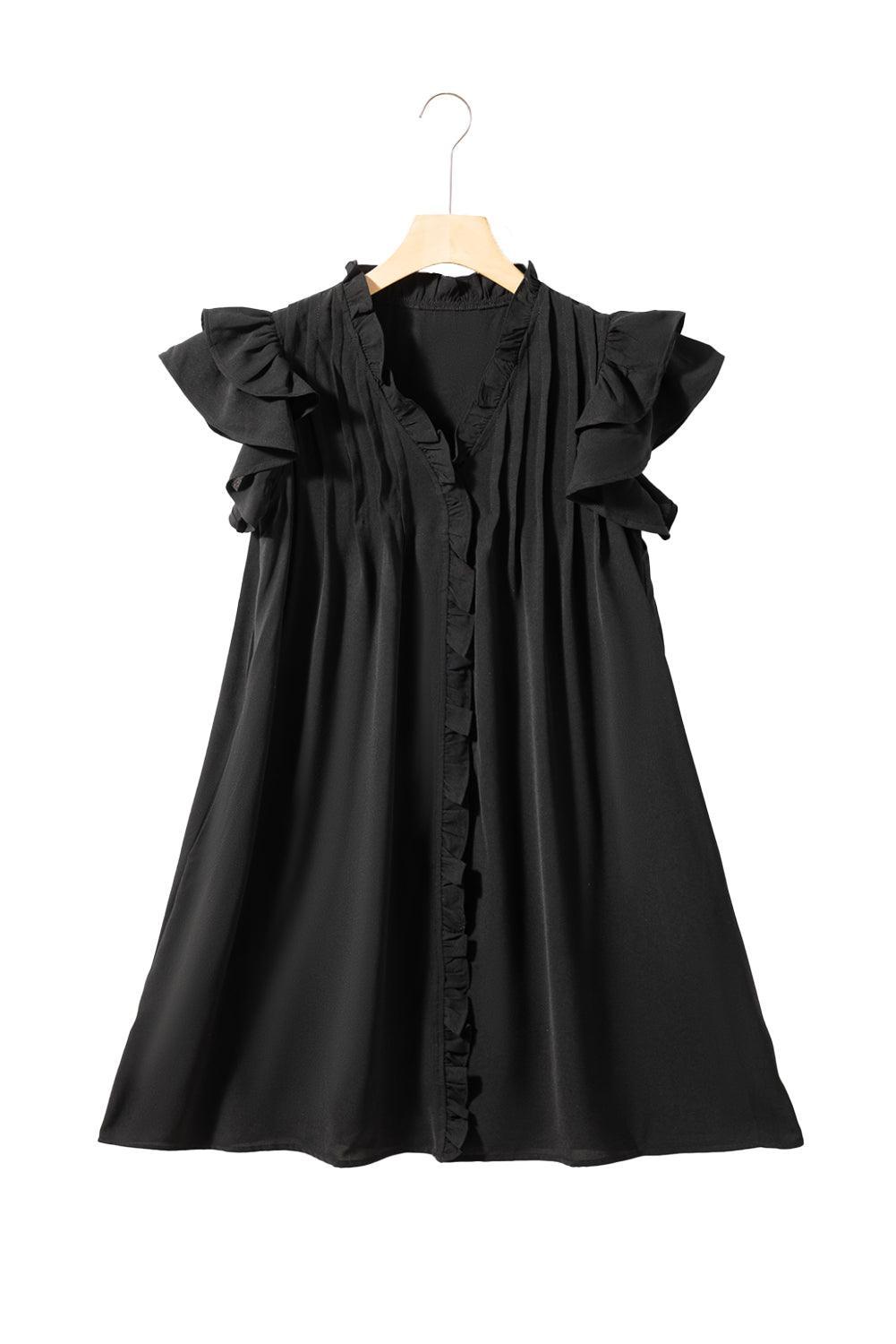 Robe Décolleté en V avec Manches Volantes pour Femmes