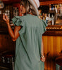 Robe T-shirt à Col V avec Manches Volantes