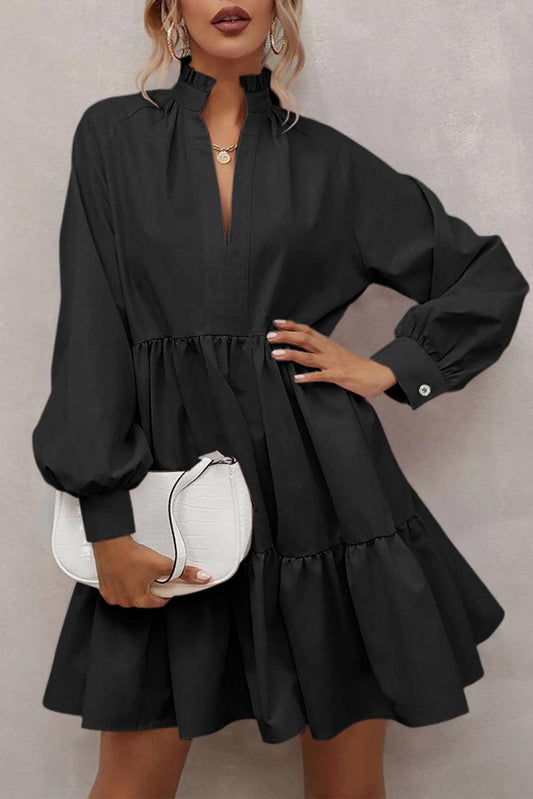 Robe à Volants avec Col Frivole pour Femmes
