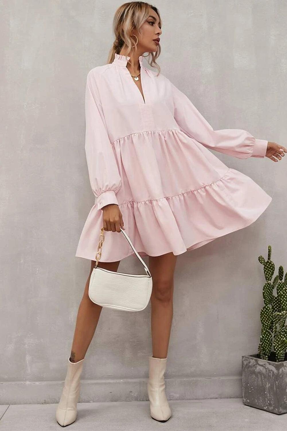 Robe à Volants avec Col Frivole pour Femmes