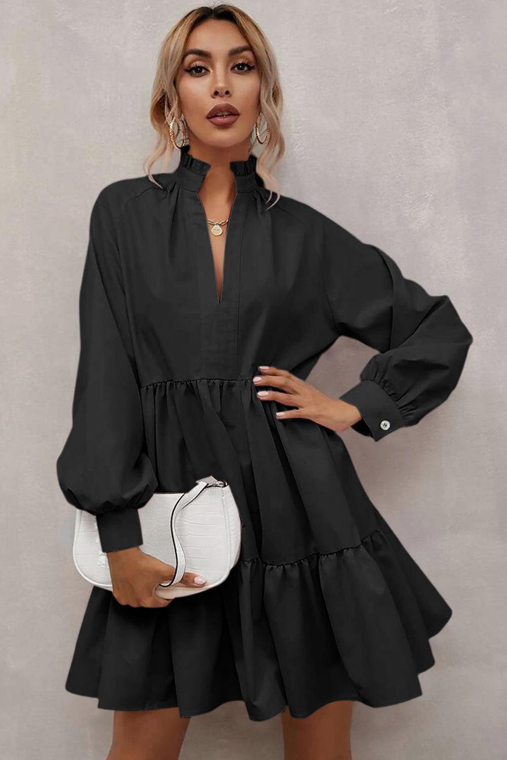 Robe à Volants avec Col Frivole pour Femmes