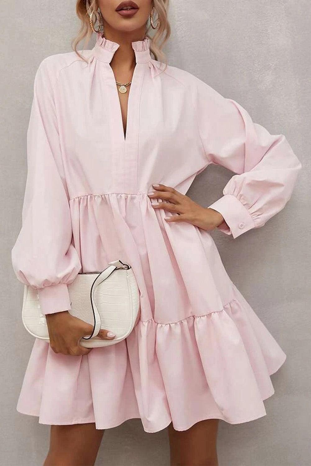 Robe à Volants avec Col Frivole pour Femmes