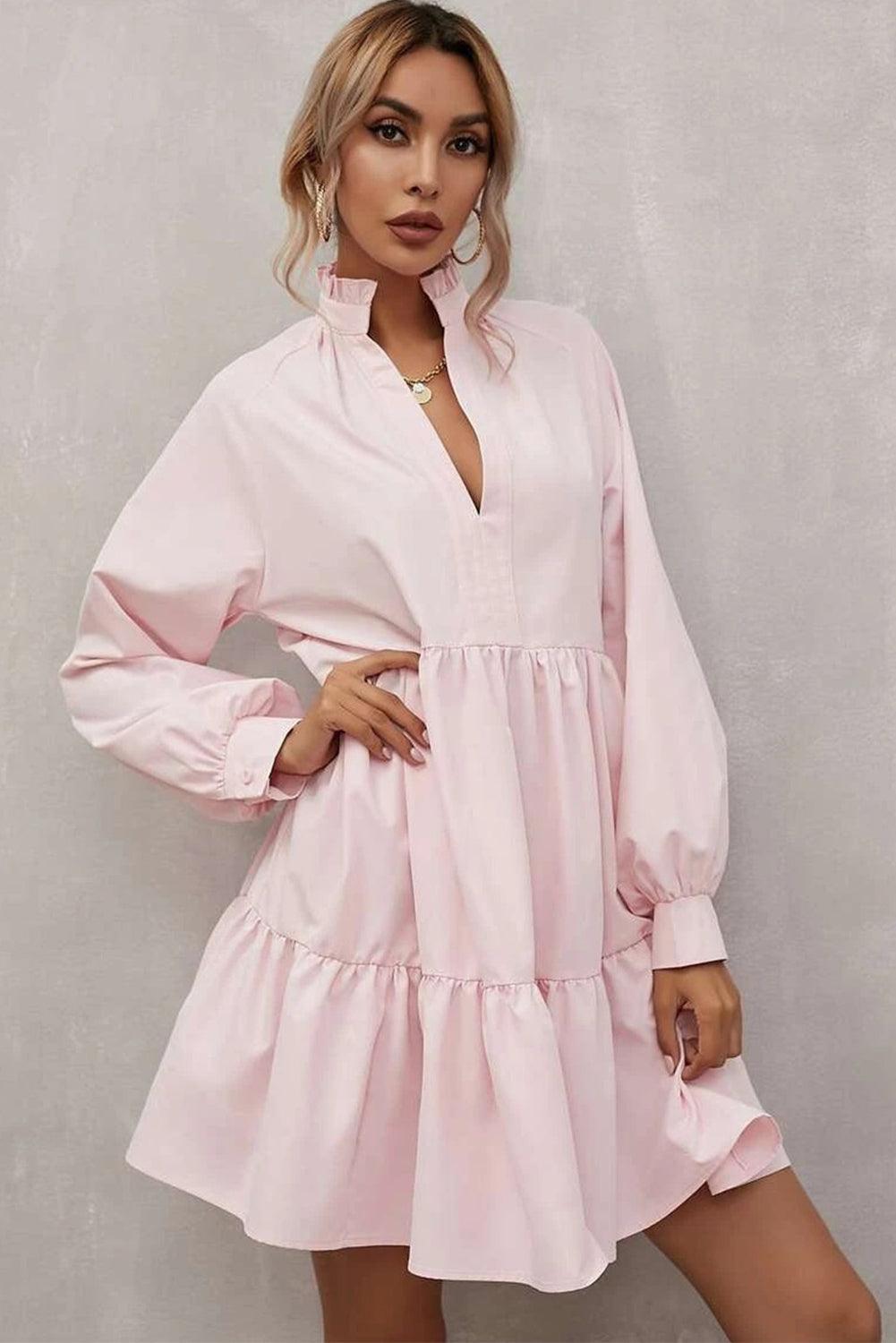 Robe à Volants avec Col Frivole pour Femmes