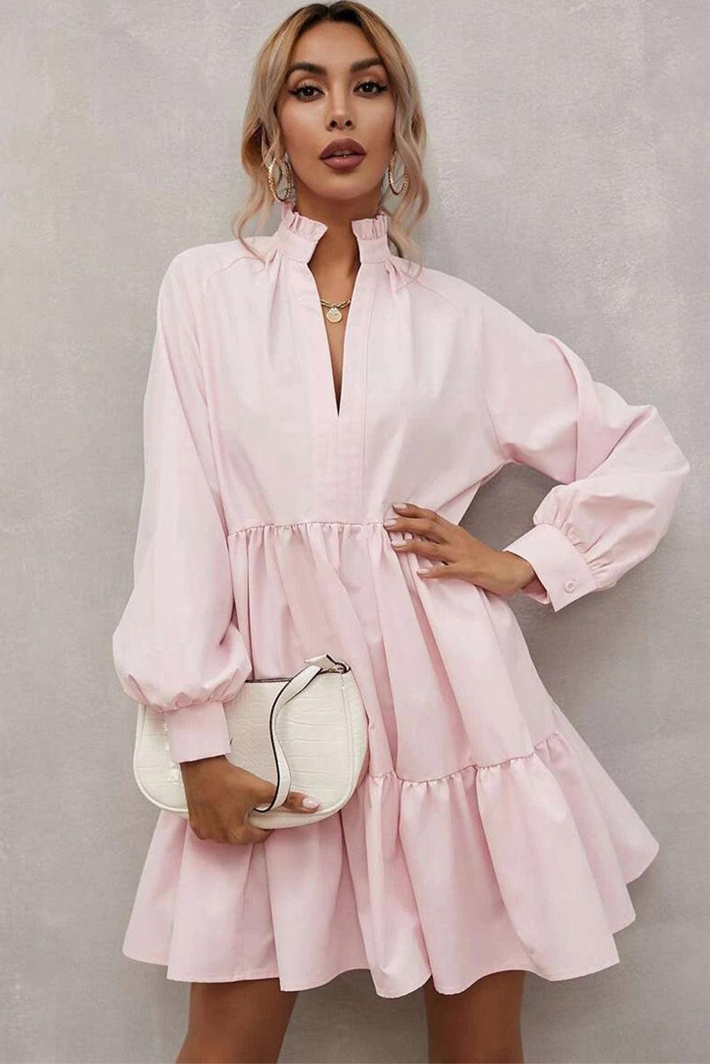 Robe à Volants avec Col Frivole pour Femmes